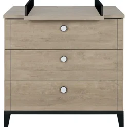 Commode à langer 3 tiroirs en chêne blond noir Marcel|Galipette Outlet