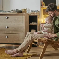 Commode à langer 3 tiroirs en chêne blond noir Marcel|Galipette Outlet