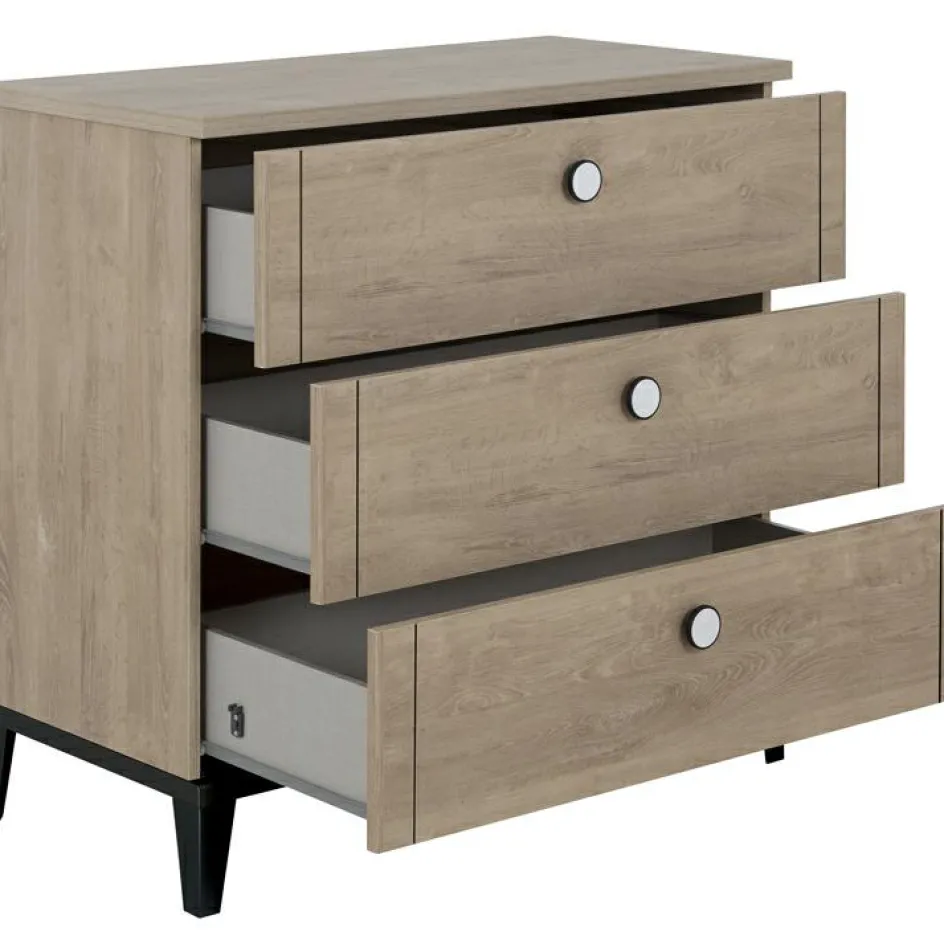 Commode à langer 3 tiroirs en chêne blond noir Marcel|Galipette Outlet