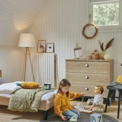 Commode à langer 3 tiroirs en chêne blond noir Marcel|Galipette Outlet