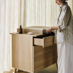 Discount Quax Commode à langer 3 tiroirs Flow Honey Ash