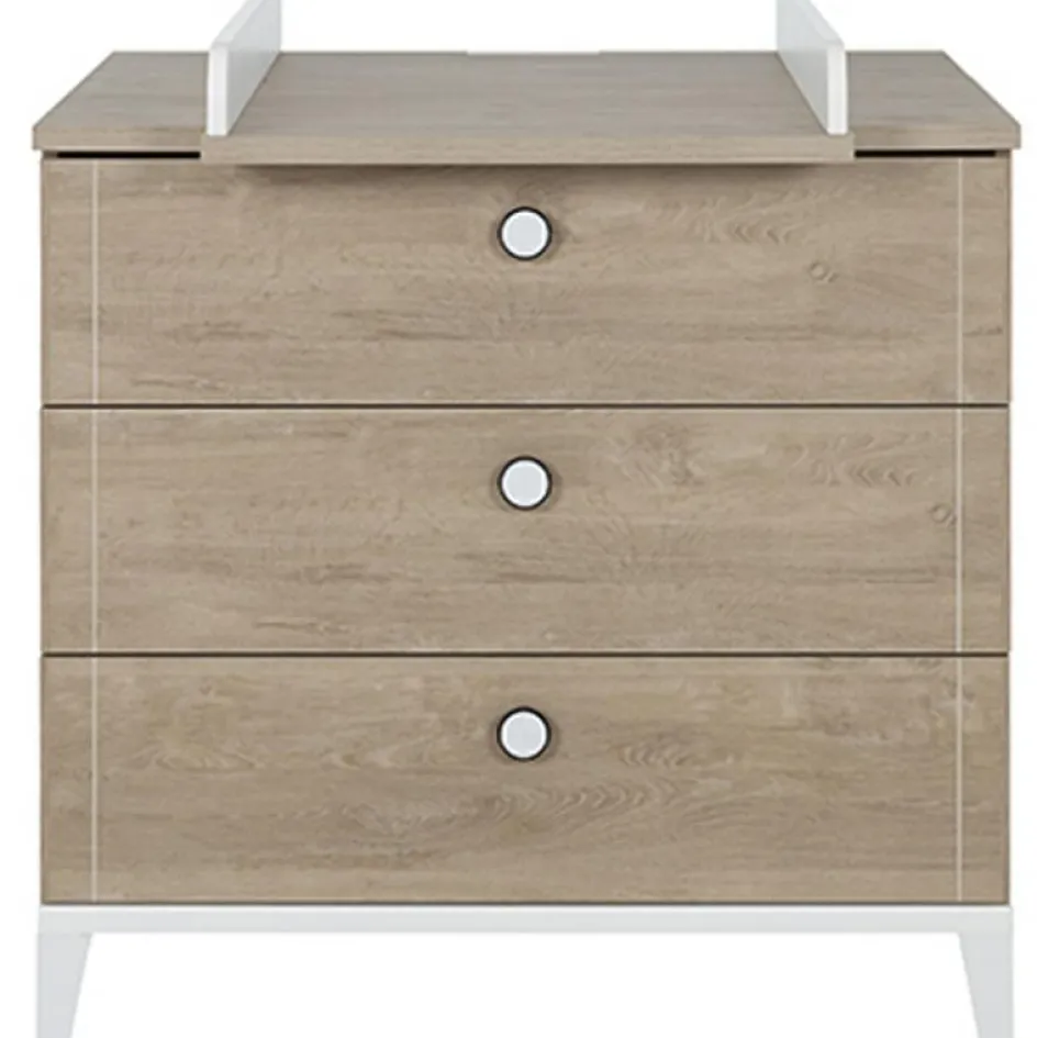 Galipette Commode à langer 3 tiroirs en chêne blond Marcel