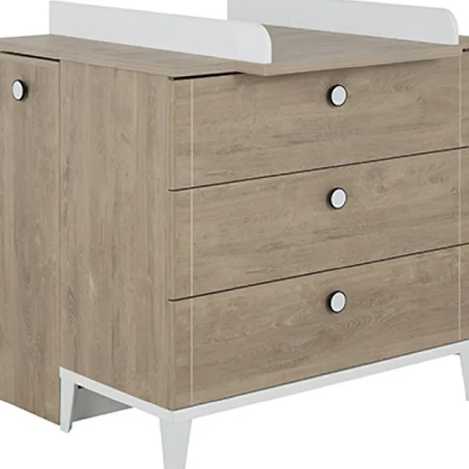 Galipette Commode à langer 3 tiroirs en chêne blond Marcel