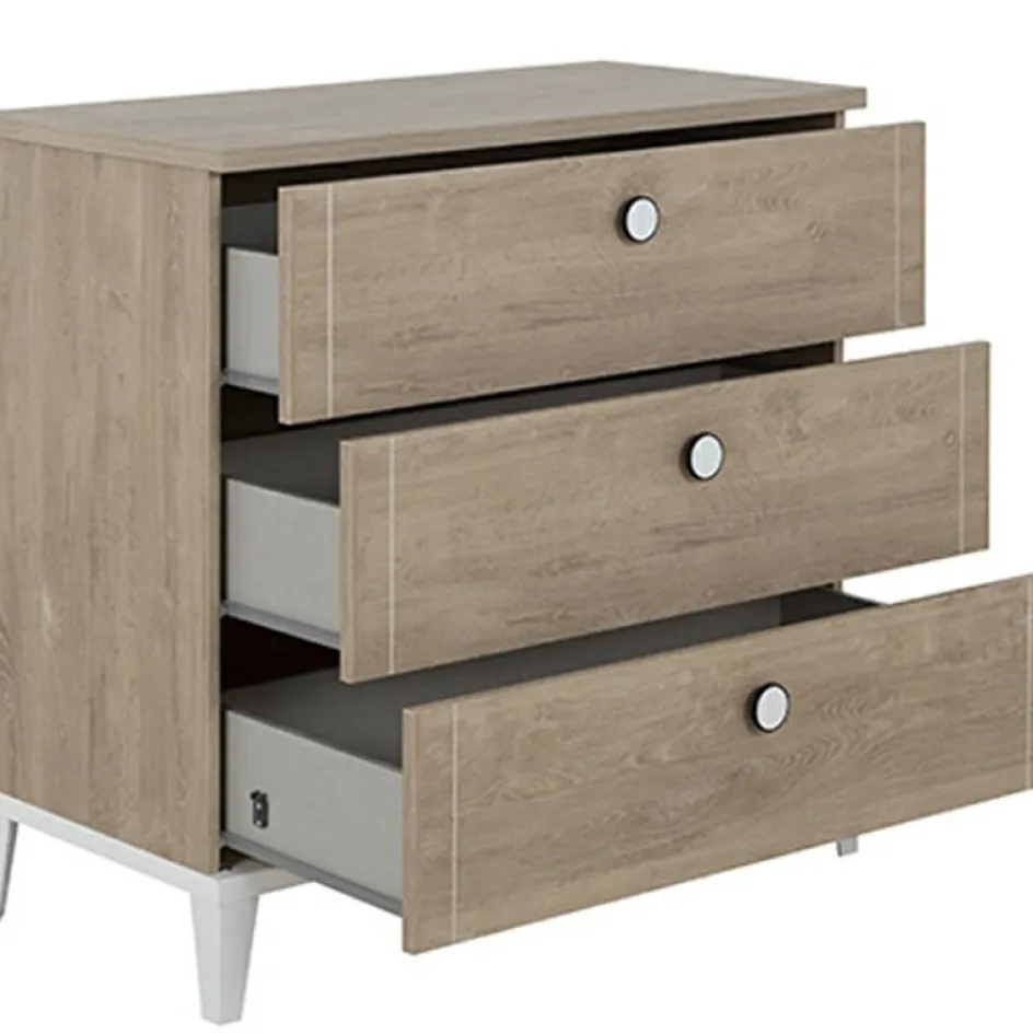 Galipette Commode à langer 3 tiroirs en chêne blond Marcel