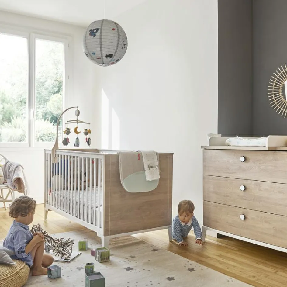 Galipette Commode à langer 3 tiroirs en chêne blond Marcel