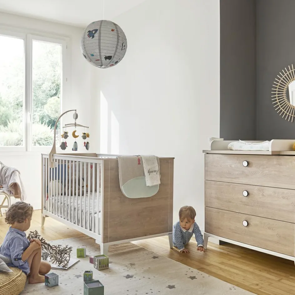 Galipette Commode à langer 3 tiroirs en chêne blond Marcel