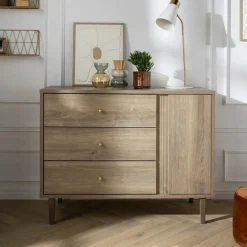 Commode 3 tiroirs et 1 porte Mokka|Sauthon mobilier Outlet