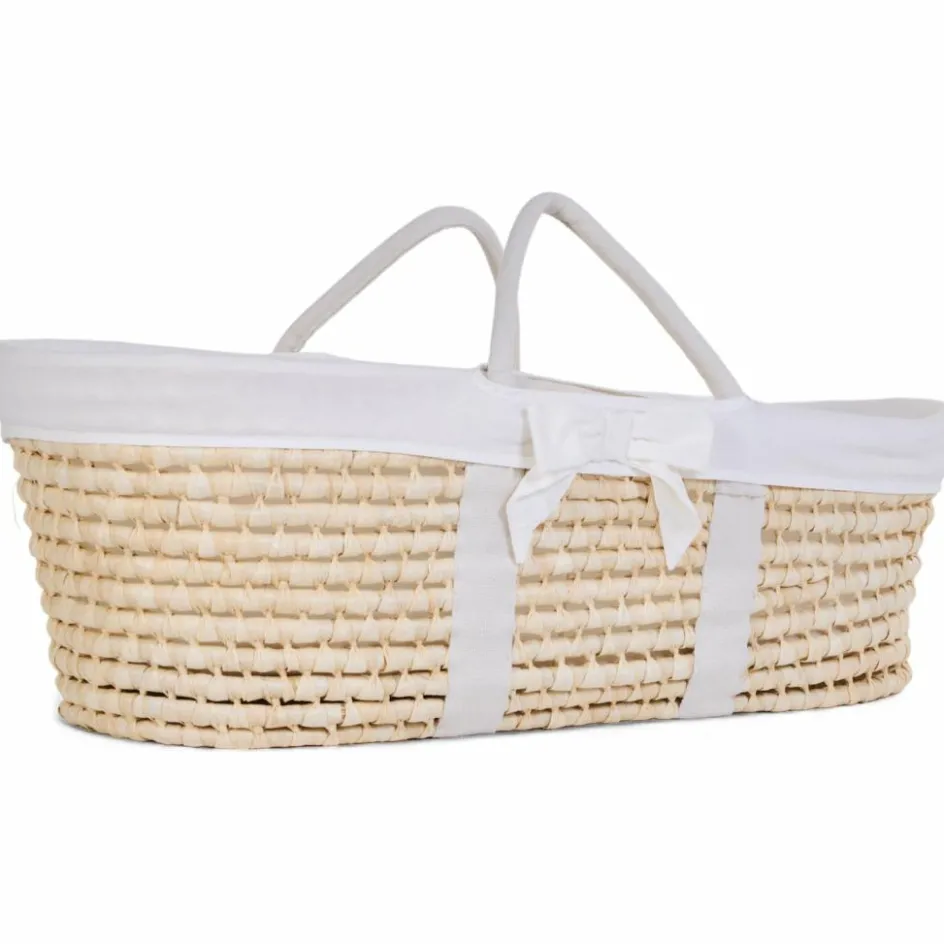 Couffin moïse naturel avec matelas et habillage jersey écru|Childhome Clearance