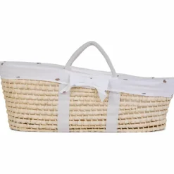 Sale Childhome Couffin moïse naturel avec matelas et habillage jersey cœurs