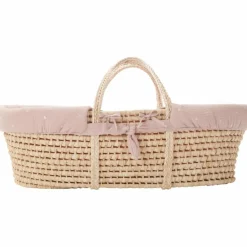 Sale Combelle Couffin souple en osier Promenade bucolique rose clair