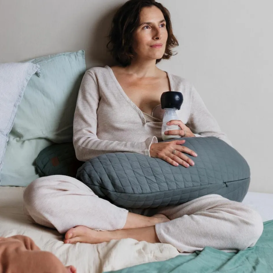 Outlet Béaba Coussin de grossesse Big Flopsy™ Fleur de coton gris mineral