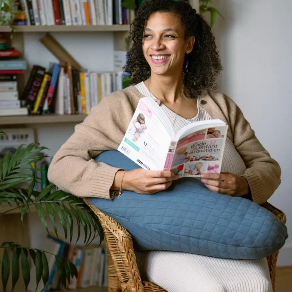 Outlet Béaba Coussin de grossesse Big Flopsy™ Fleur de coton gris mineral