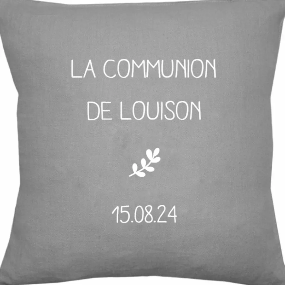 Discount Les Griottes Coussin de naissance gris béton personnalisable (45 x 45 cm)