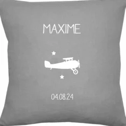 Discount Les Griottes Coussin de naissance gris béton personnalisable (45 x 45 cm)