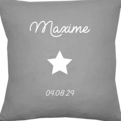 Discount Les Griottes Coussin de naissance gris béton personnalisable (45 x 45 cm)