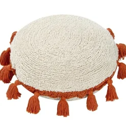 Coussin rond à pompons Circle terracotta (48 cm)|Lorena Canals Clearance
