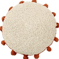 Coussin rond à pompons Circle terracotta (48 cm)|Lorena Canals Clearance