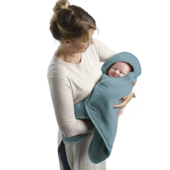 Couverture Babynomade double polaire bleu baltique et blanc (0-6 mois)|Béaba Sale