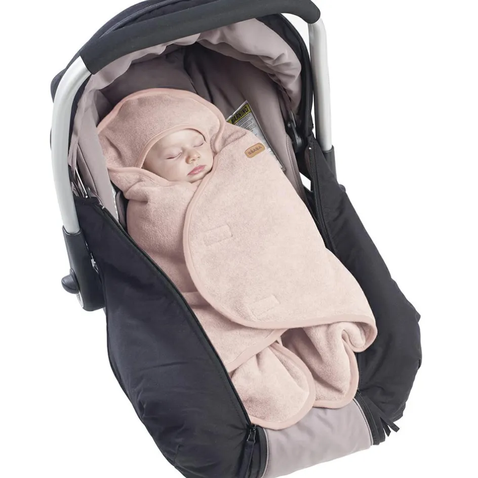 Couverture Babynomade double polaire rose poudré et blanc (0-6 mois)|Béaba New