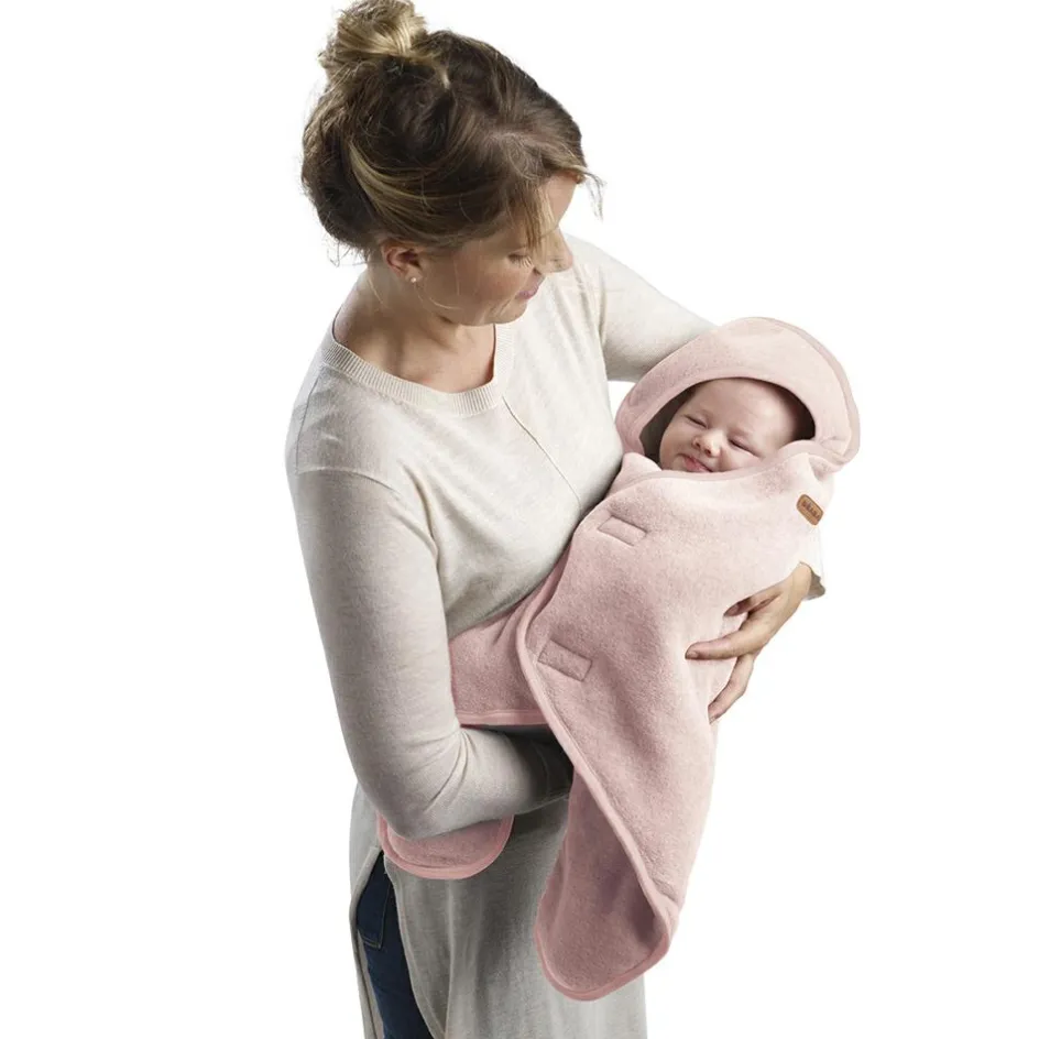Couverture Babynomade double polaire rose poudré et blanc (0-6 mois)|Béaba New