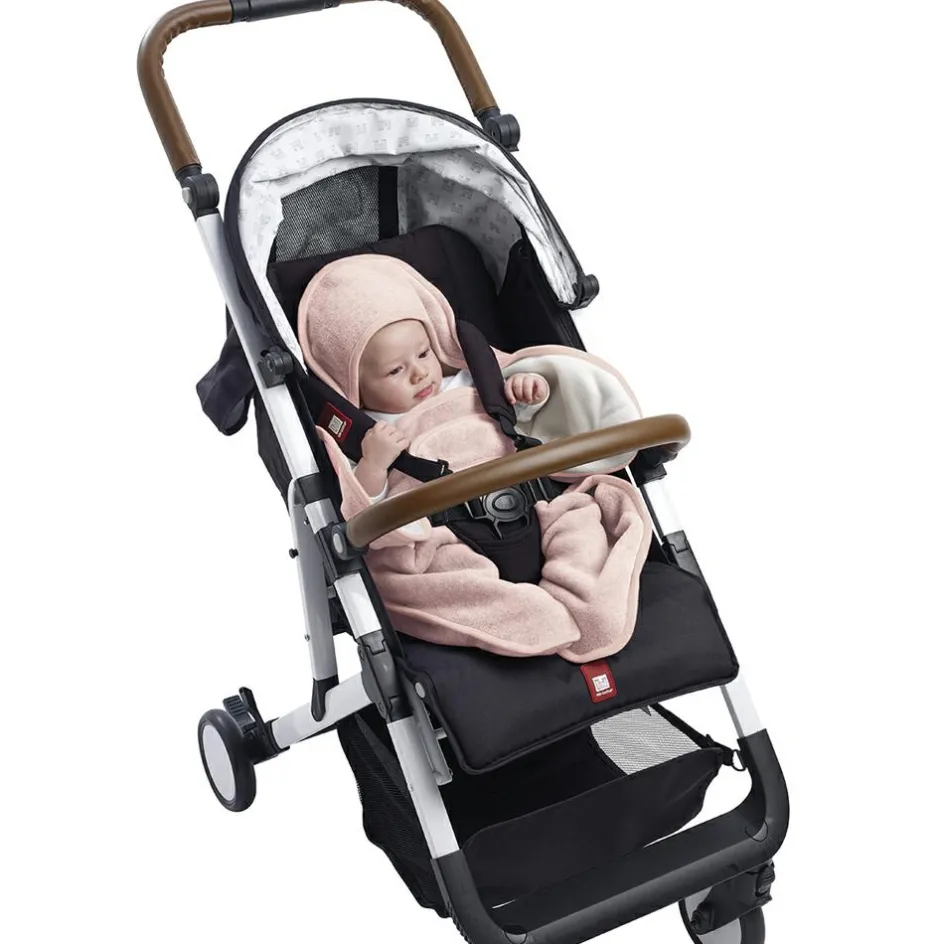 Couverture Babynomade double polaire rose poudré et blanc (0-6 mois)|Béaba New