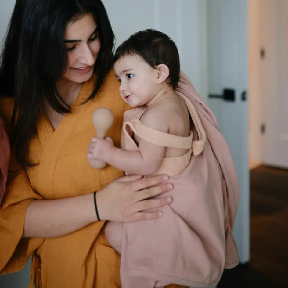 Couverture bébé côtelée Blush (90 x 90 cm)|Mushie Clearance