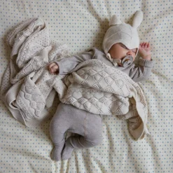 Couverture bébé en tricot Pointelle Off White|Cam Cam Copenhagen
