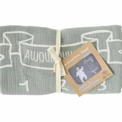 Couverture décor pour photos avec 2 accessoires rayé vert de gris|BB & Co Hot