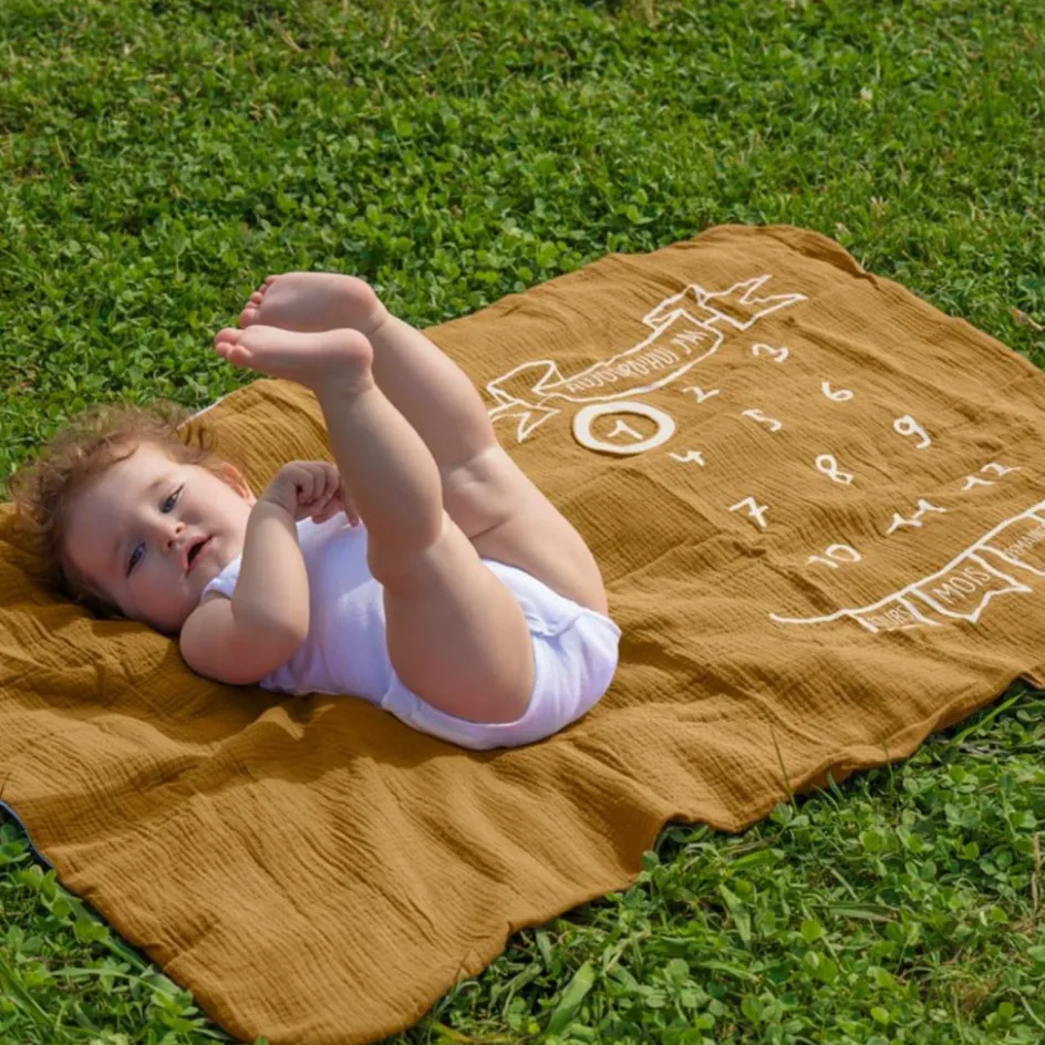 Couverture décor pour photos avec 2 accessoires havane et biscuit|BB & Co