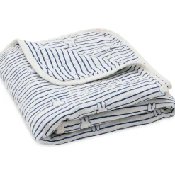 Couverture en coton Miffy Stripe Navy (75 x 100 cm)|Jollein