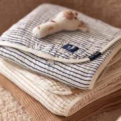 Couverture en coton Miffy Stripe Navy (75 x 100 cm)|Jollein