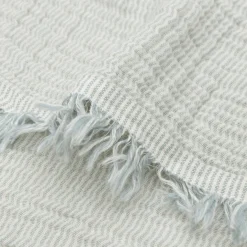 Couverture en gaze de coton Fringe Stripe Sea Green (120 x 120 cm)|Jollein Online
