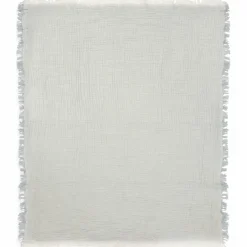 Couverture en gaze de coton Fringe Stripe Sea Green (120 x 120 cm)|Jollein Online