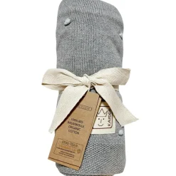 Outlet Kaiser Couverture en tricot et coton bio gris et bleu clair (80 x 100 cm)