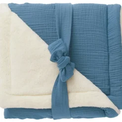 Clearance BB & Co Couverture peluche microfibre et gaze Pierre Bleue