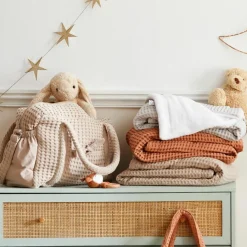 Clearance BB & Co Couverture polaire en coton gaufré Latte (75 x 120 cm)