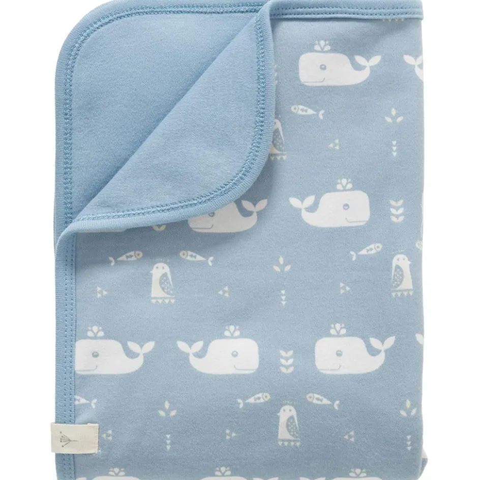 Sale Fresk Couverture pour bébé baleine bleue en coton bio (80 x 100 cm)
