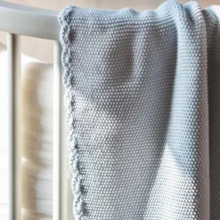 Couverture tricot bébé bleu (75 x 100 cm)|Pasito a pasito Online
