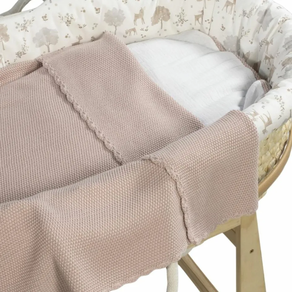 Couverture tricot bébé rose (75 x 100 cm)|Pasito a pasito Sale