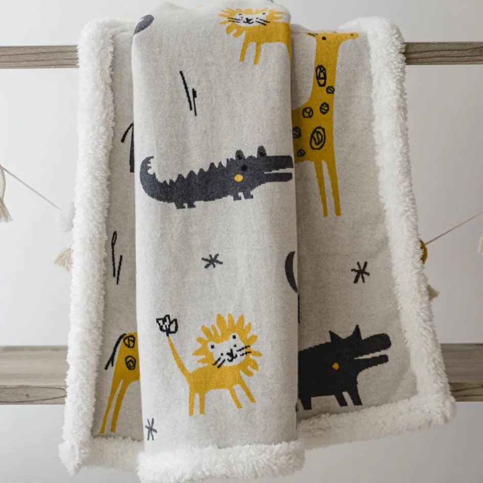 Couverture Zoo en tricot et polaire (80 x 100 cm)|Kaiser Best