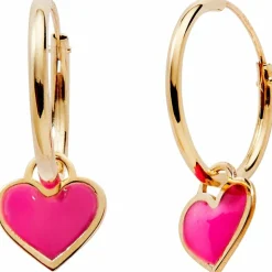 Best Baby bijoux Créoles Cœur Fushia 12 mm (or jaune 375°)