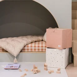 Best 3 sprouts Cube de rangement en tissu recyclé Terrazzo crème