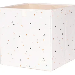 Best 3 sprouts Cube de rangement en tissu recyclé Terrazzo crème