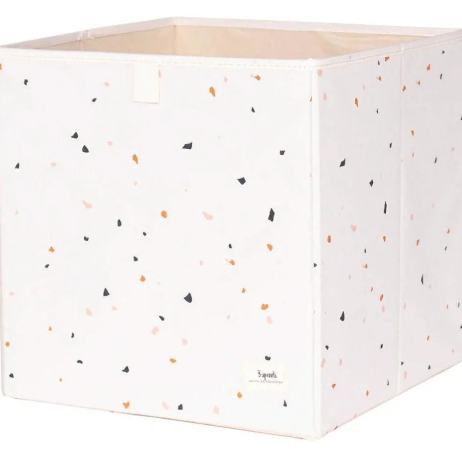 Best 3 sprouts Cube de rangement en tissu recyclé Terrazzo crème