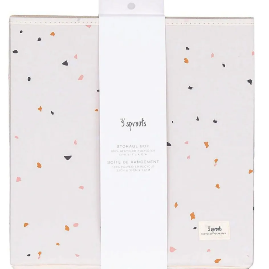 Best 3 sprouts Cube de rangement en tissu recyclé Terrazzo crème