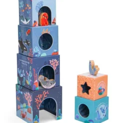 Clearance Moulin Roty Cubes empilables + personnages Les aventures de Paulie (6 cubes)