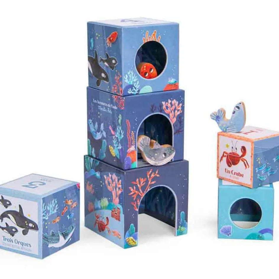 Clearance Moulin Roty Cubes empilables + personnages Les aventures de Paulie (6 cubes)