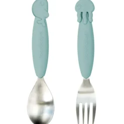 Clearance Done by Deer Cuillère et fourchette Sea friends bleus Yummy+