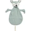 Doudou attache sucette biche en tricot vert cendre|Jollein Online