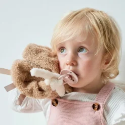 Doudou attache sucette Teddy Rhino Caramel|Nattou Discount